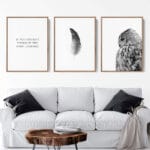 Set of 3 Prints Quote Owl Feather poster print Noanahiko 0121