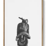 Vespa Motorcycle Art Print Poster White and Black