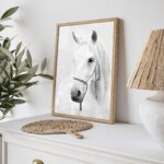 Equine Art Decor White Horse Portrait Digital Download Prints