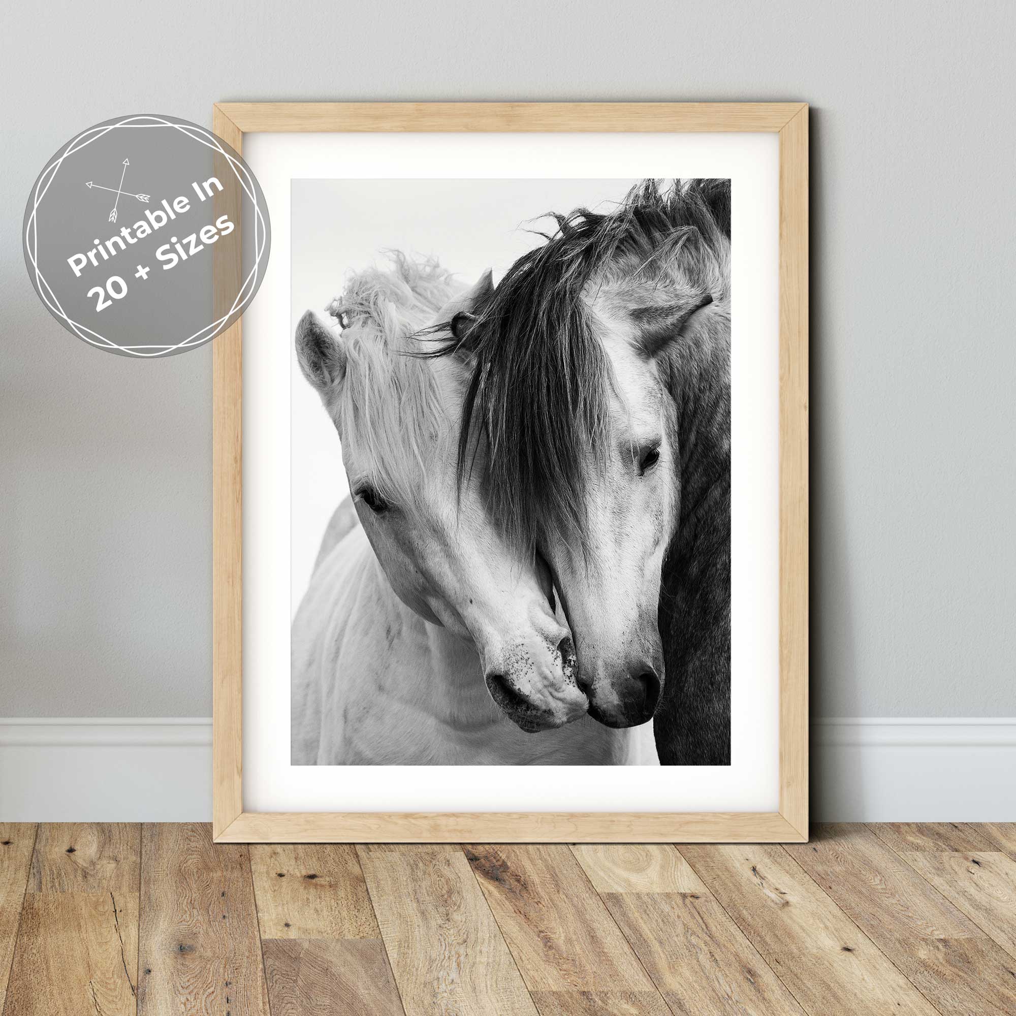 Contemporary Black and White Horse Print for Chic Interior Styling 0249