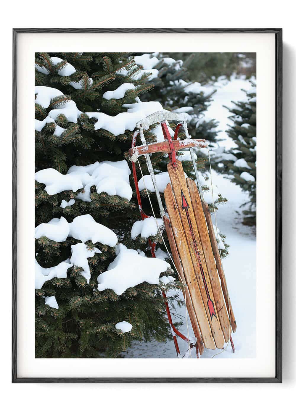 Digital Christmas Sleigh Print Rustic Winter Wall Art for Instant Style 0257
