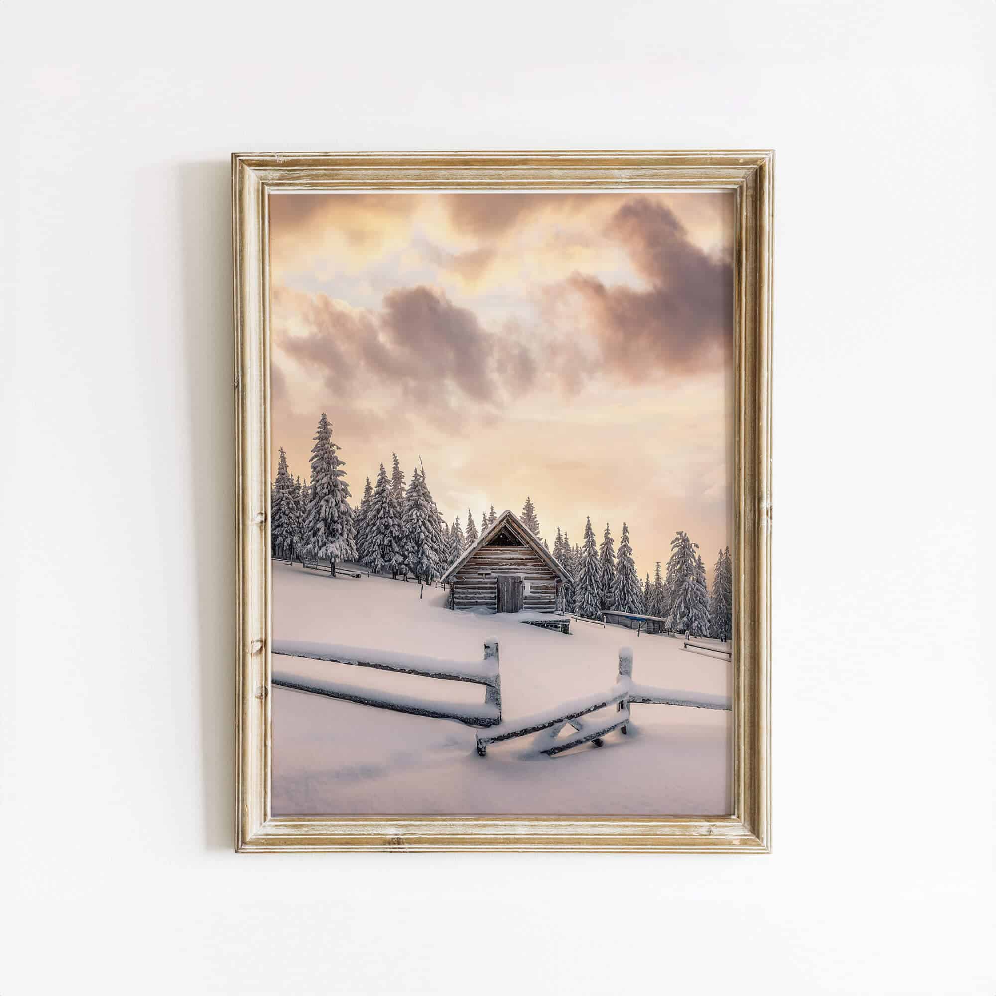 Minimalist Christmas Star Digital Cozy Winter Scene Printable 0253
