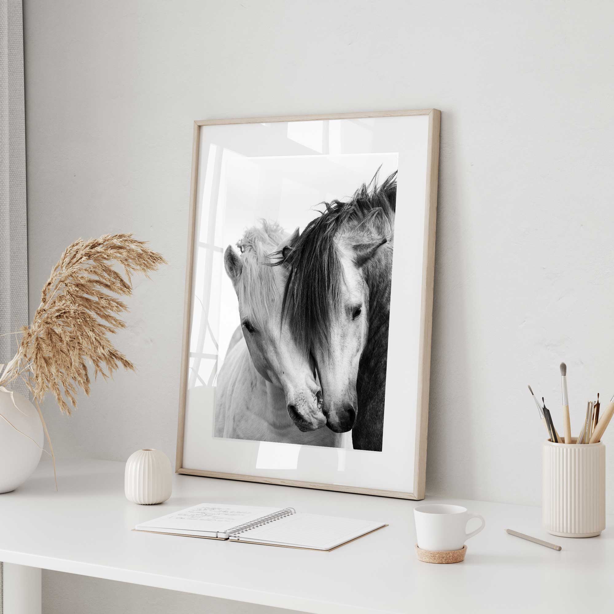 Monochrome Equine Grace Black and White Horses Digital Print 0249