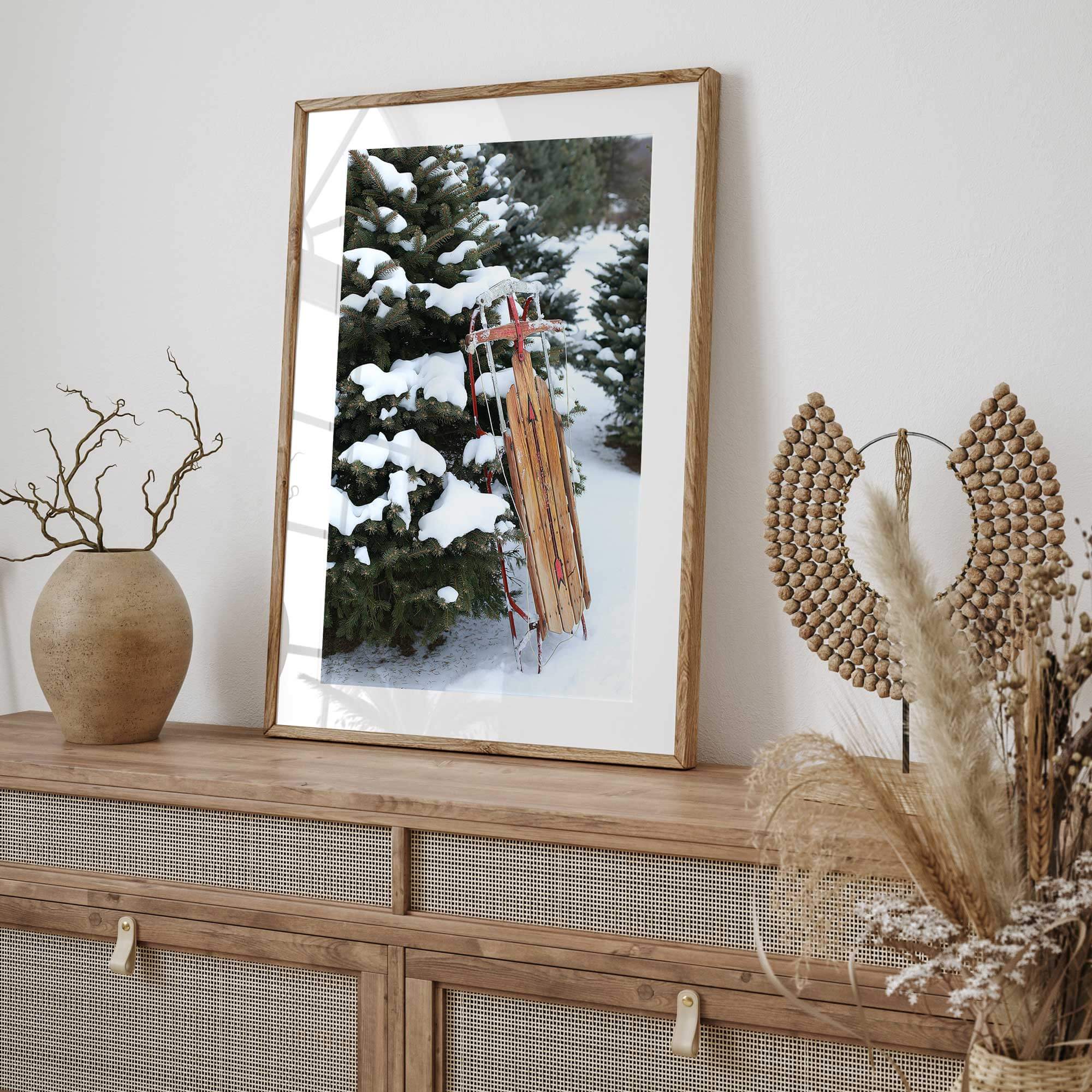 Printable Wall Art Featuring Snowy Sleigh Ride Digital Holiday Decor 0257