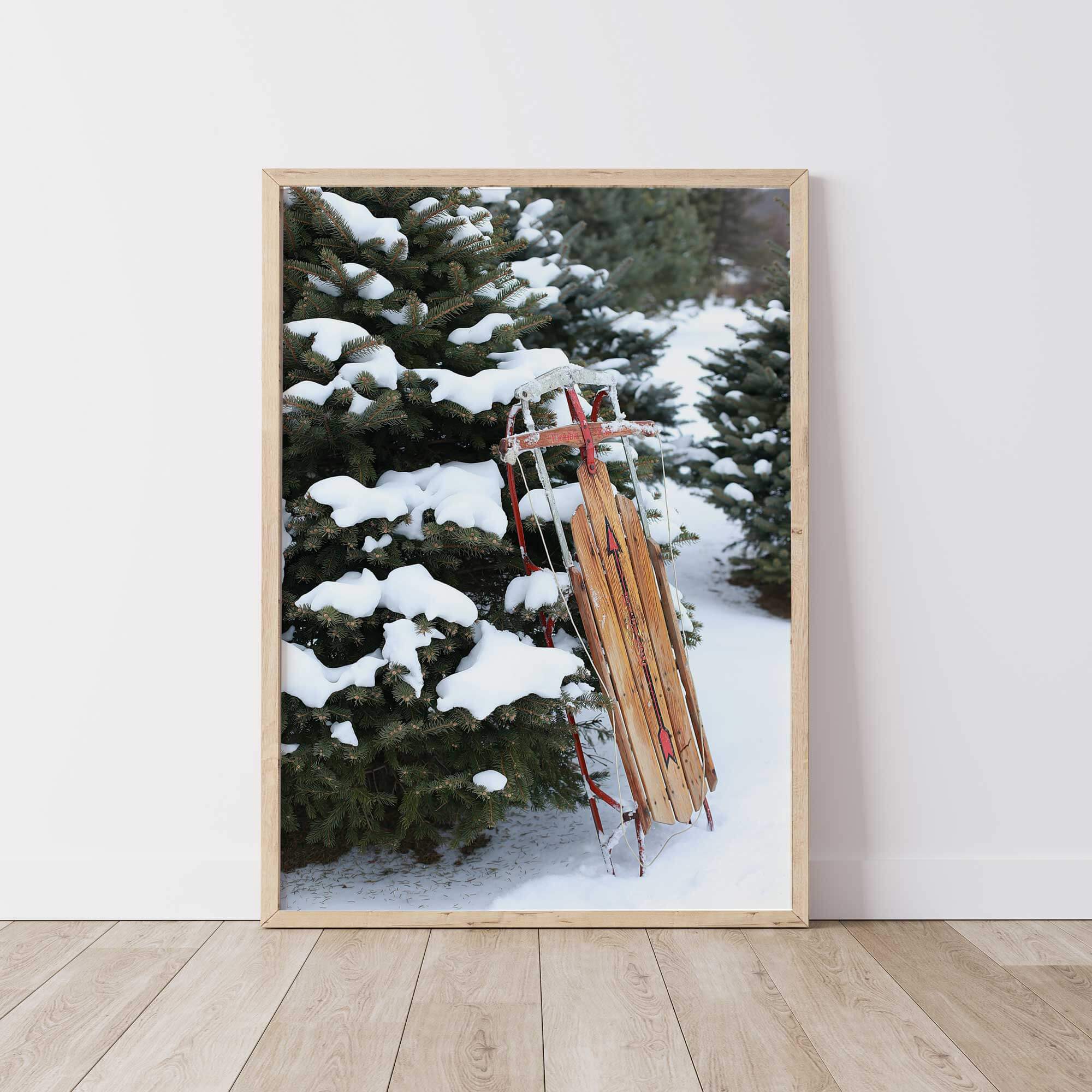 Vintage Sleigh Digital Print Festive Holiday Season Wall Decor 0257