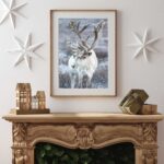 White Reindeer Portrait Instant Download Prints 0251