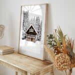 Winter Cabin in Snowy Woods Digital Wall Art 0268